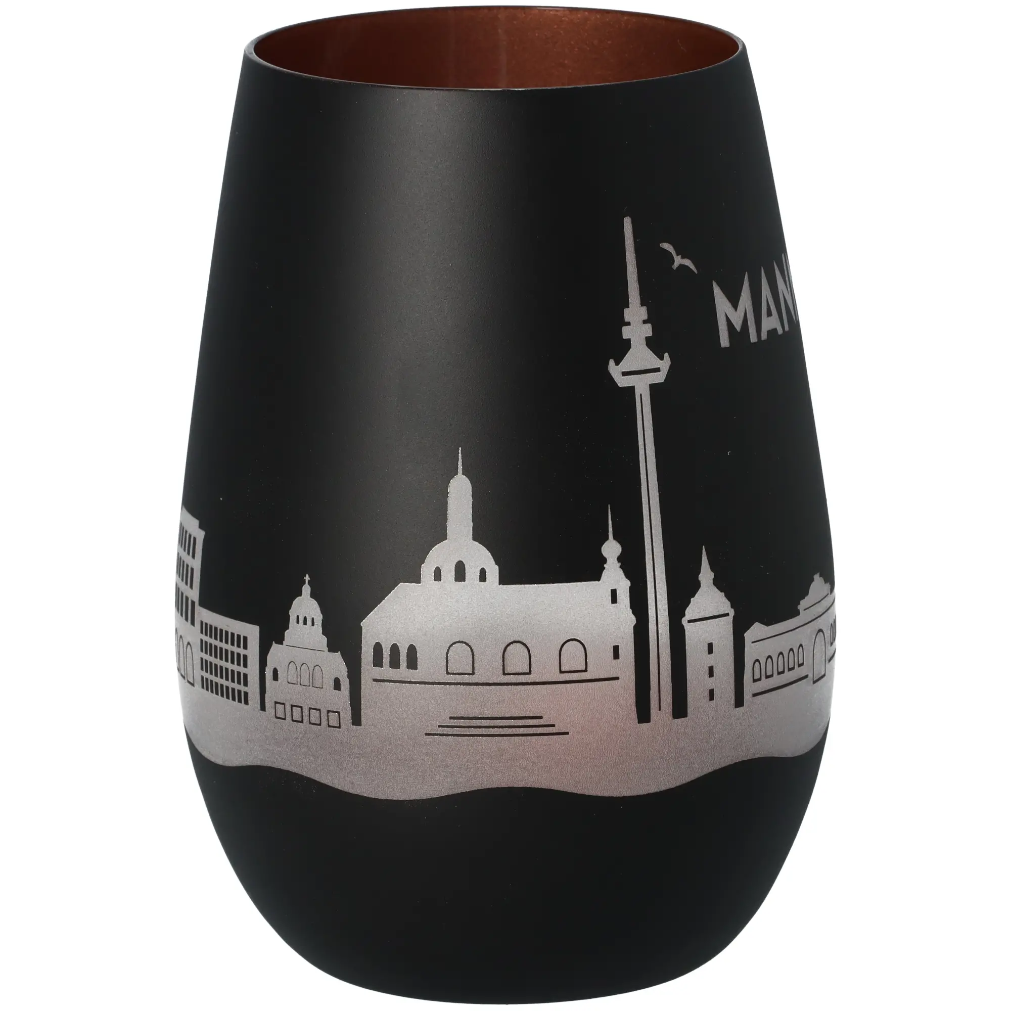 Windlicht Skyline Mannheim Schwarz/Bronze