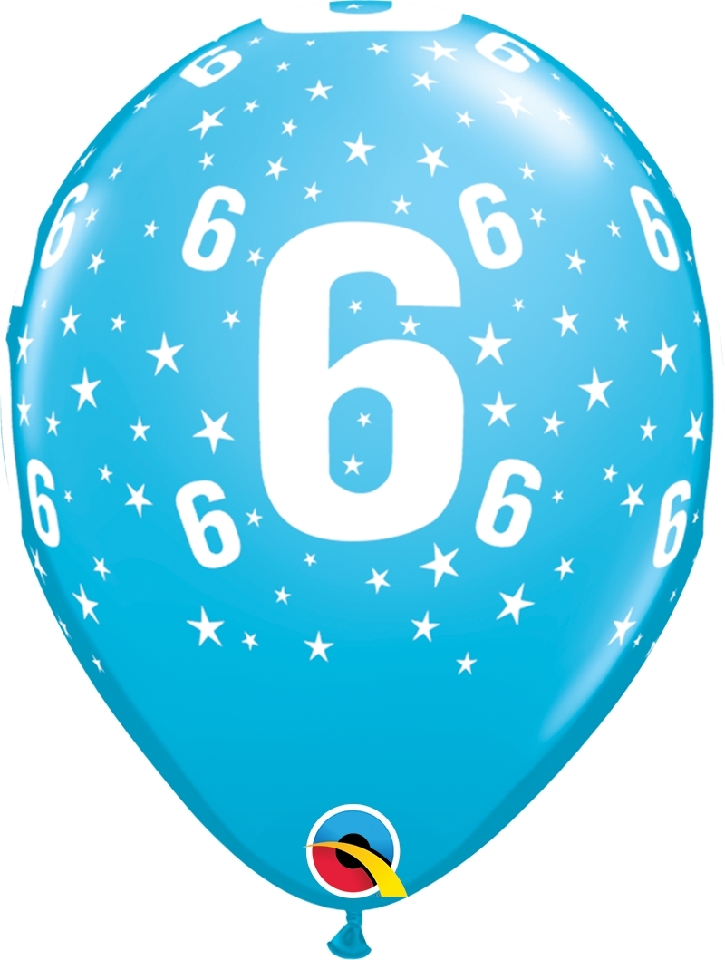 Qualatex Latexballon 6. Geburtstag verschiedene Farben Ø 30cm
