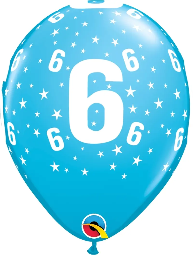 Qualatex Latexballon 6. Geburtstag verschiedene Farben Ø 30cm