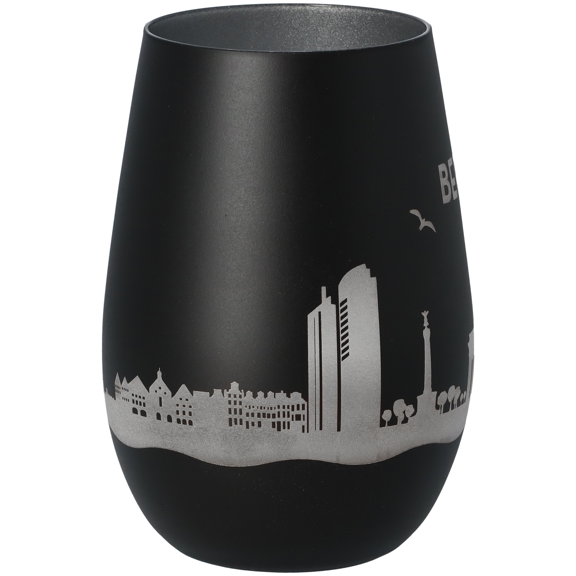 Windlicht Skyline Berlin Schwarz/Silber