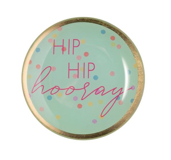 Glasteller "Hip Hip Hooray", Mint/Bunt - S Glasteller "Hip Hip Hooray", Mint/Bunt - S