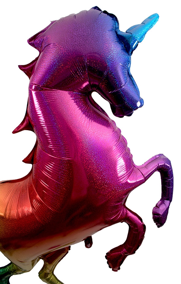 Folienballon Glitzer Regenbogen-Einhorn 137 cm