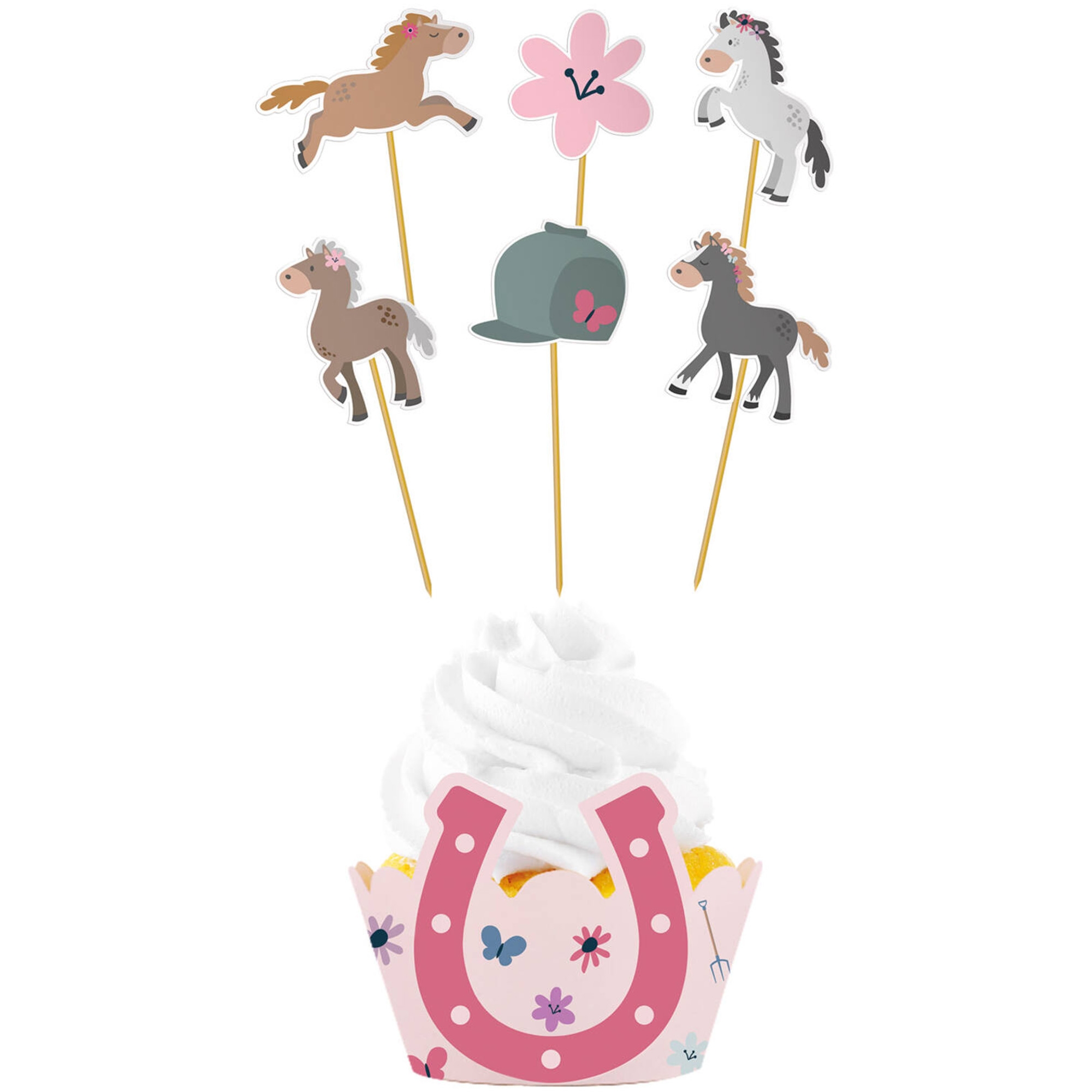Cupcake Topper Set "Happy Horse" Sahne, Nachtisch, Essen, Eiscreme