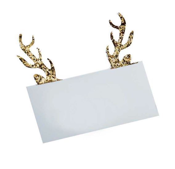 Tischkarte Weiß mit Glitzergeweih - 10 Stück Tischkarte Weiß mit Glitzergeweih - 10 Stück