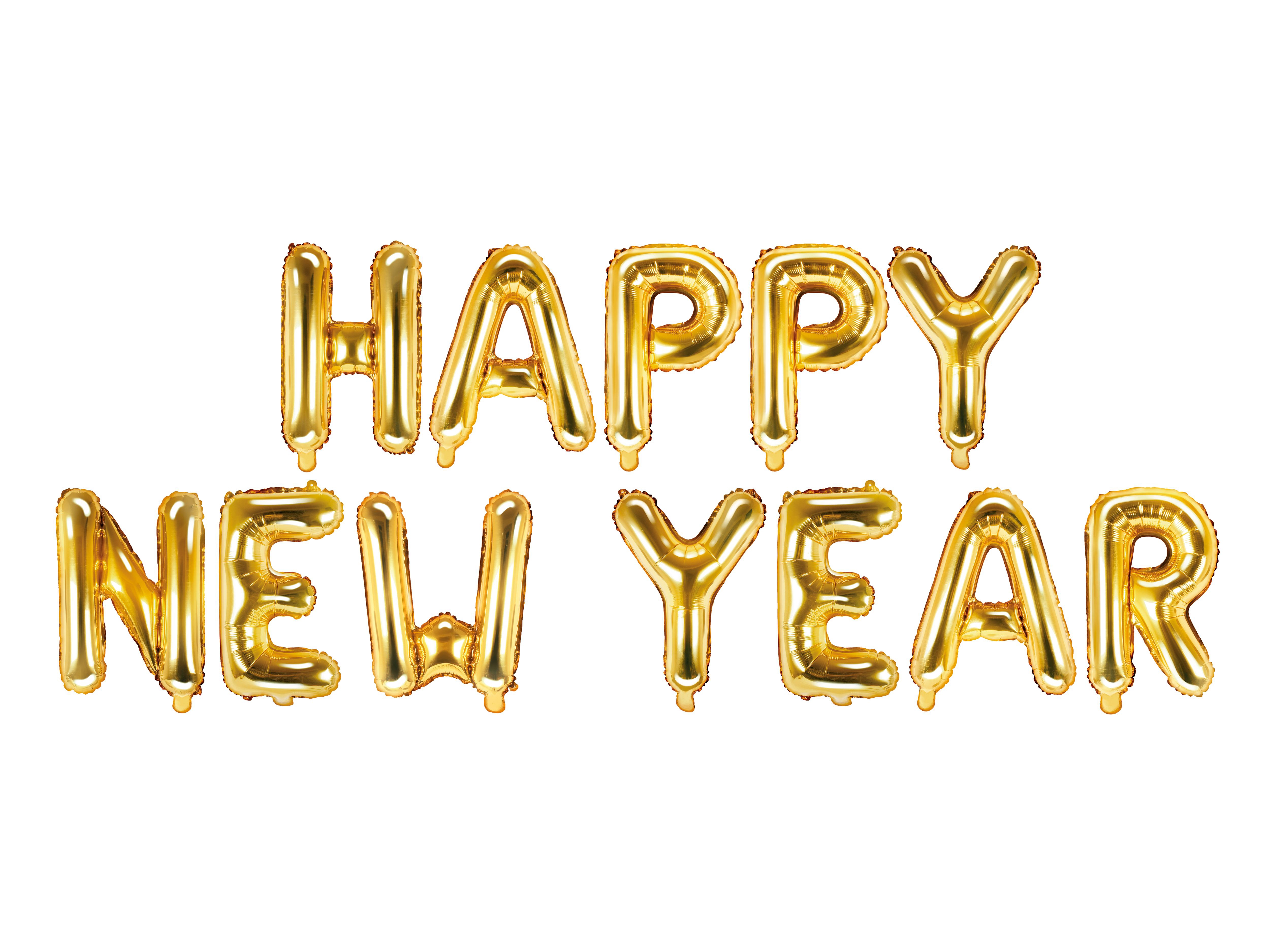 Folienballongirlande "Happy New Year", Gold