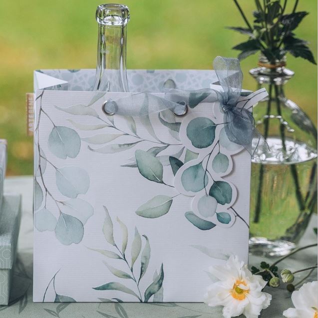 Geschenktasche "Eucalyptus und Co", Mint/Weiß