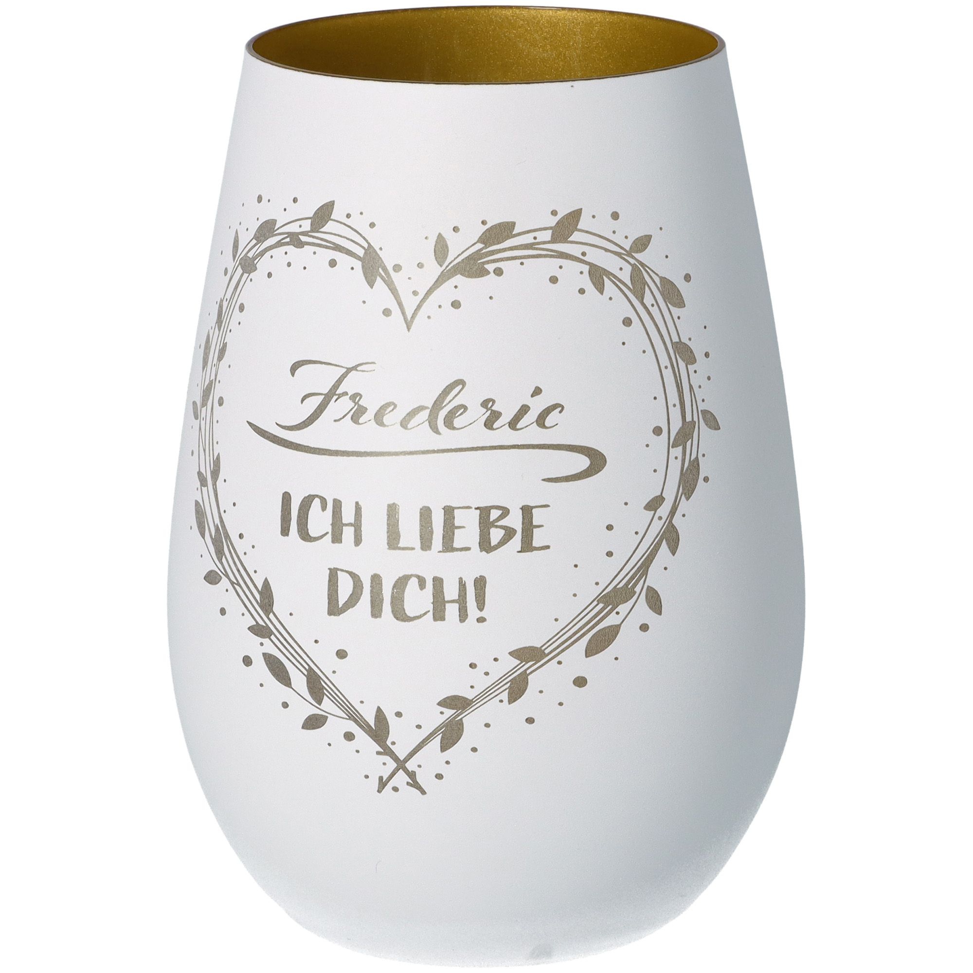 Windlicht Ich liebe dich "Name" Weiß/Gold Windlicht Ich liebe dich "Name" Weiß/Gold