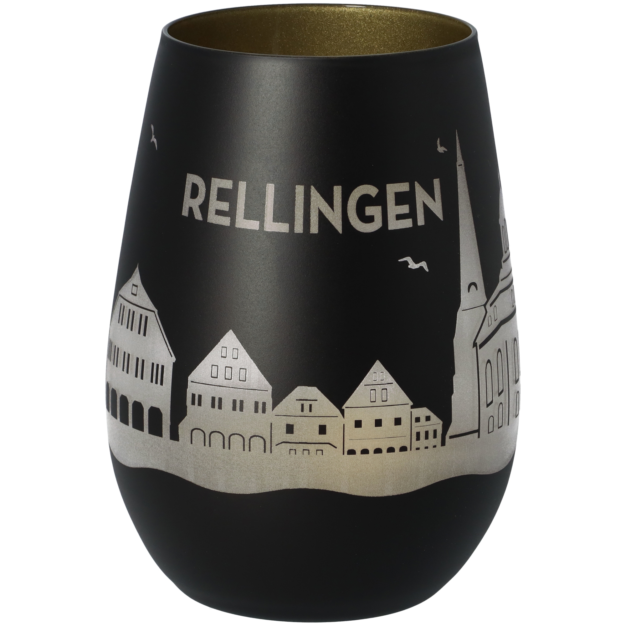 Windlicht Skyline Rellingen Schwarz/Gold