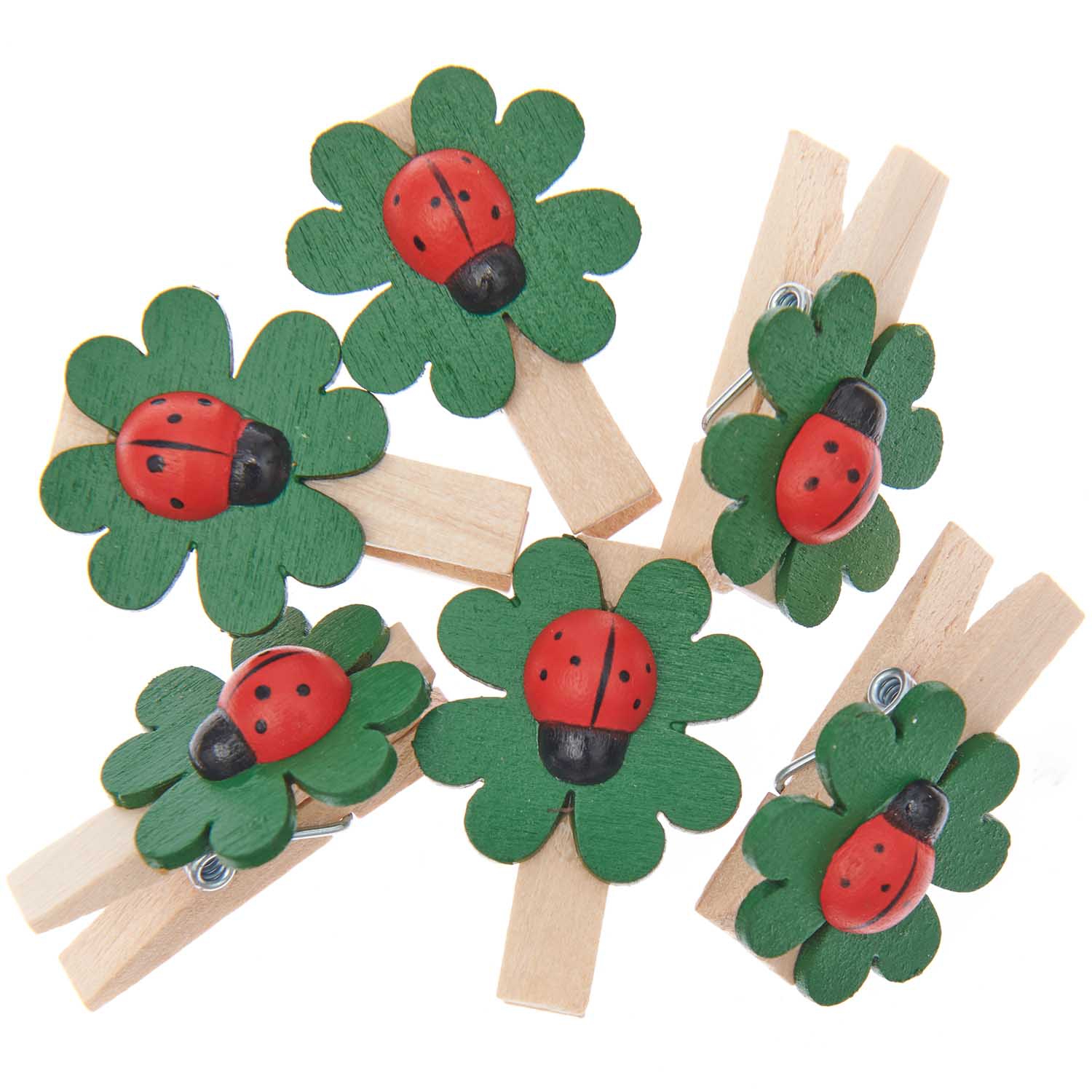6 Holzklammern "GlĂŒcksklee" 6 Holzklammern "GlĂŒcksklee"