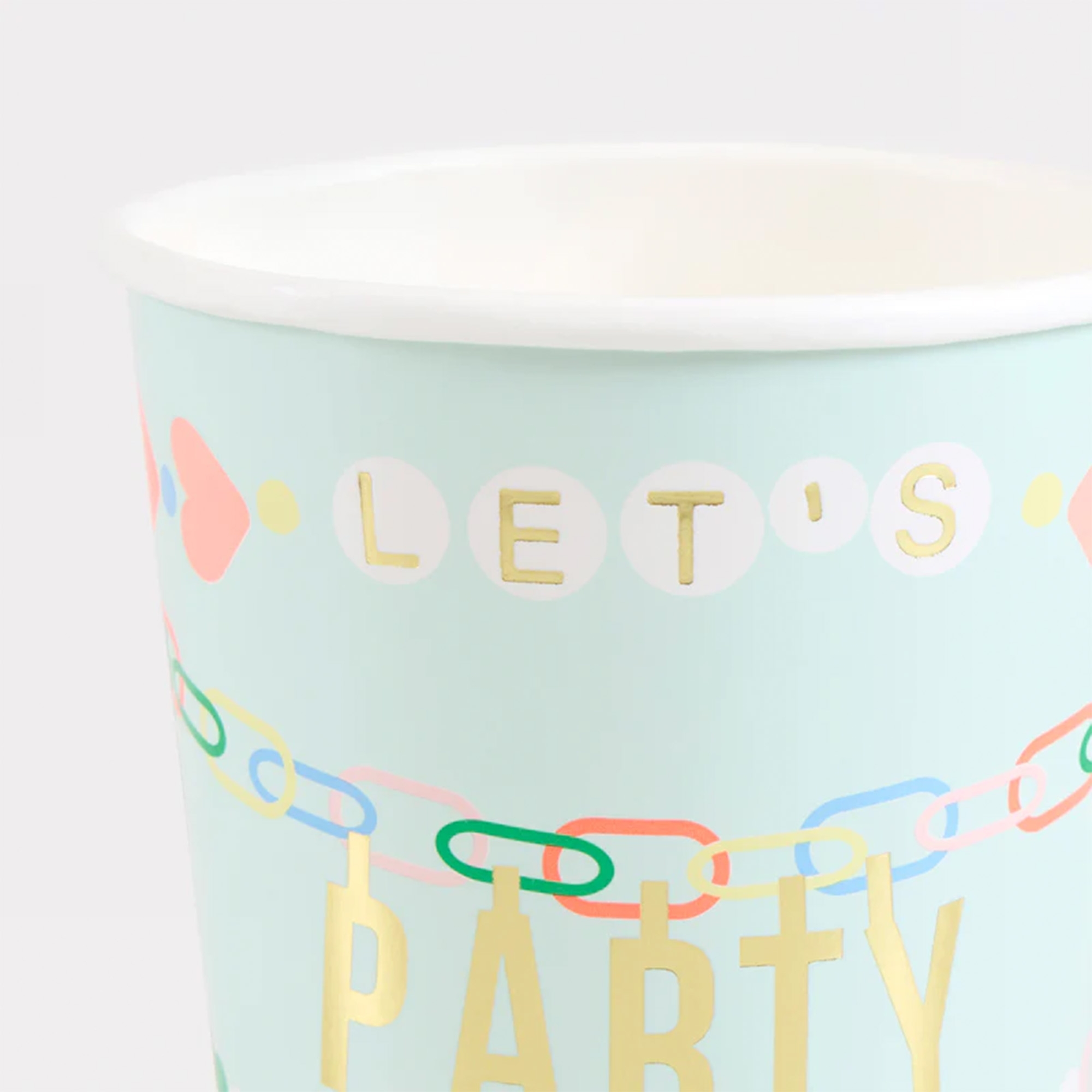 partybecher, Pappbecher, Dekorationsbecher, Pastellbecher, Kettenglieder-Muster
