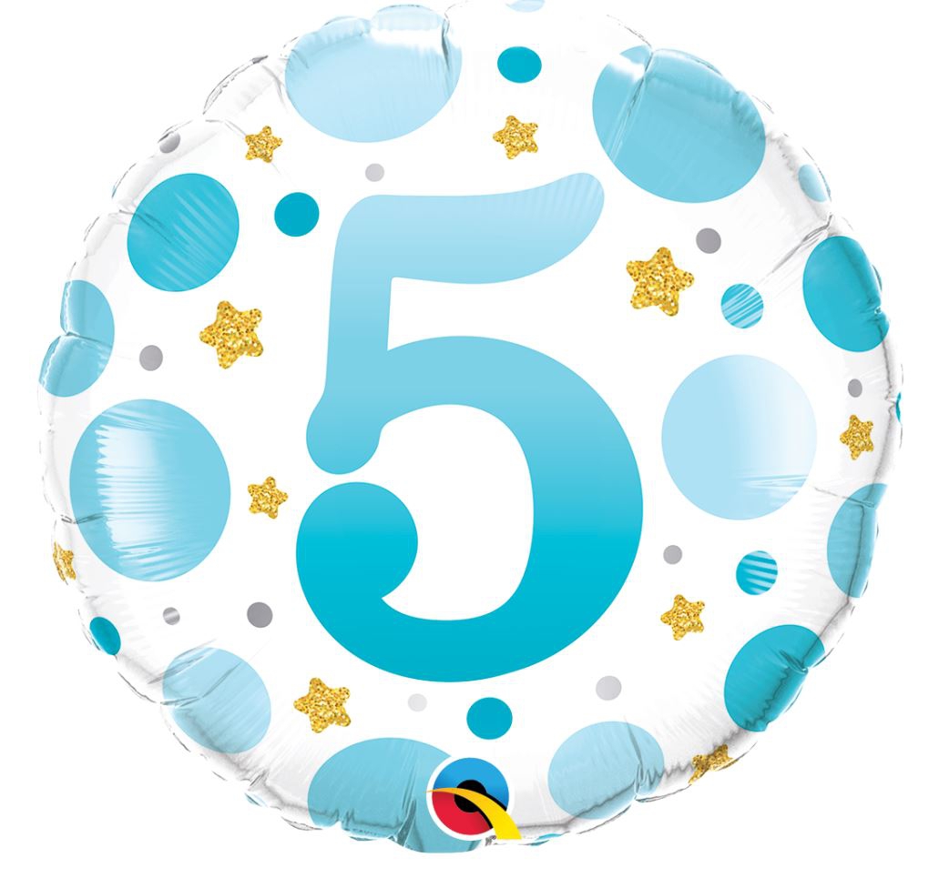 Folienballon Punkte "5" Blau 45cm Folienballon Punkte "5" Blau 45cm