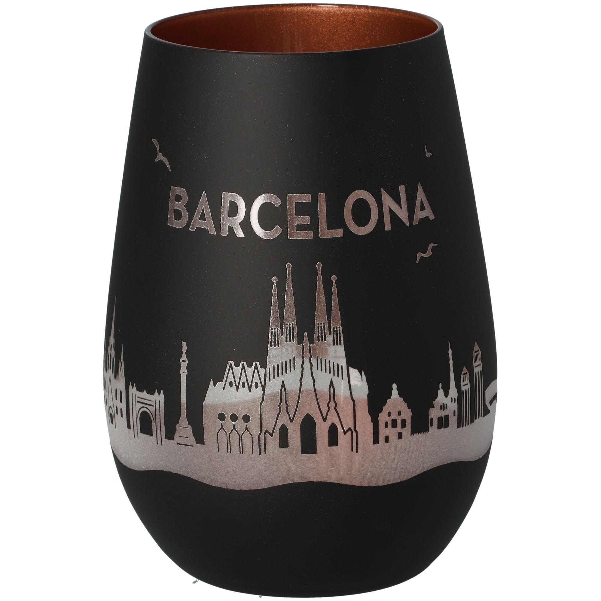 Windlicht Skyline Barcelona Schwarz/Bronze Krug, Töpferei, Vase
