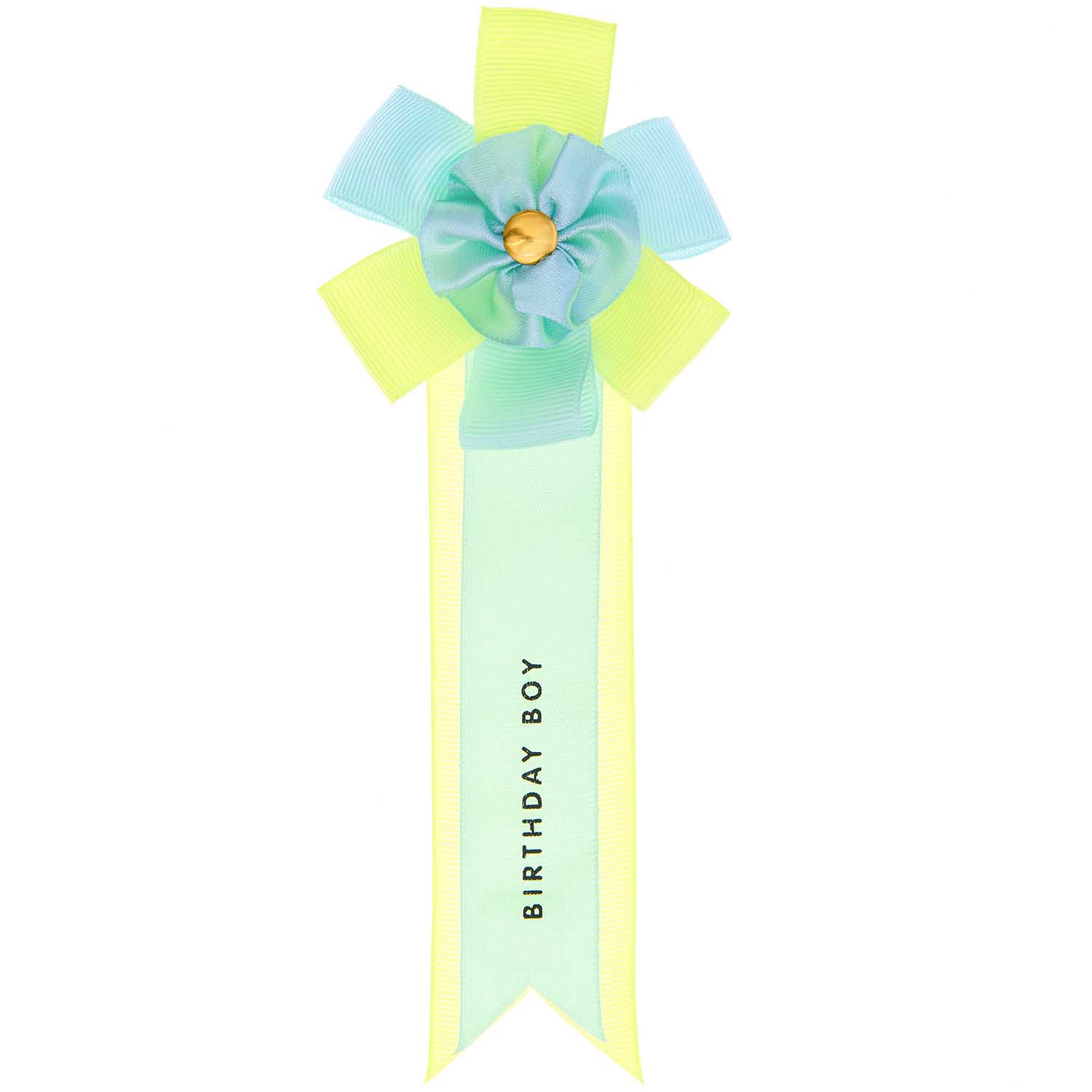 Rosette "Birthday Boy" Gelb/Türkis Rosette "Birthday Boy" Gelb/Türkis