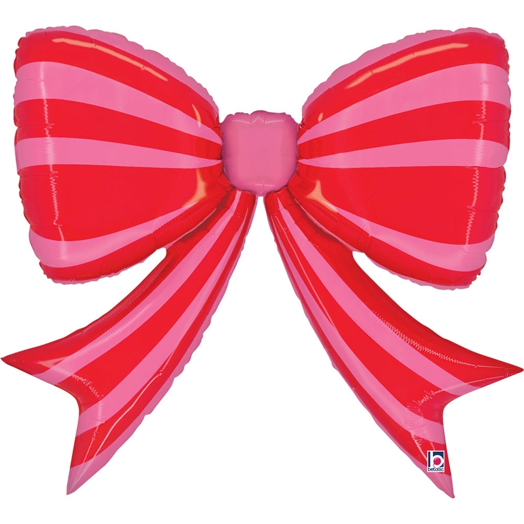 Folienballon "Gestreifte Rote Schleife" 104 cm