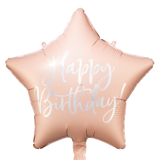 Folienballon Stern "Happy Birthday", holografisch Rosa/Silber ca. 35 cm Folienballon Stern "Happy Birthday", holografisch Rosa/Silber ca. 35 cm