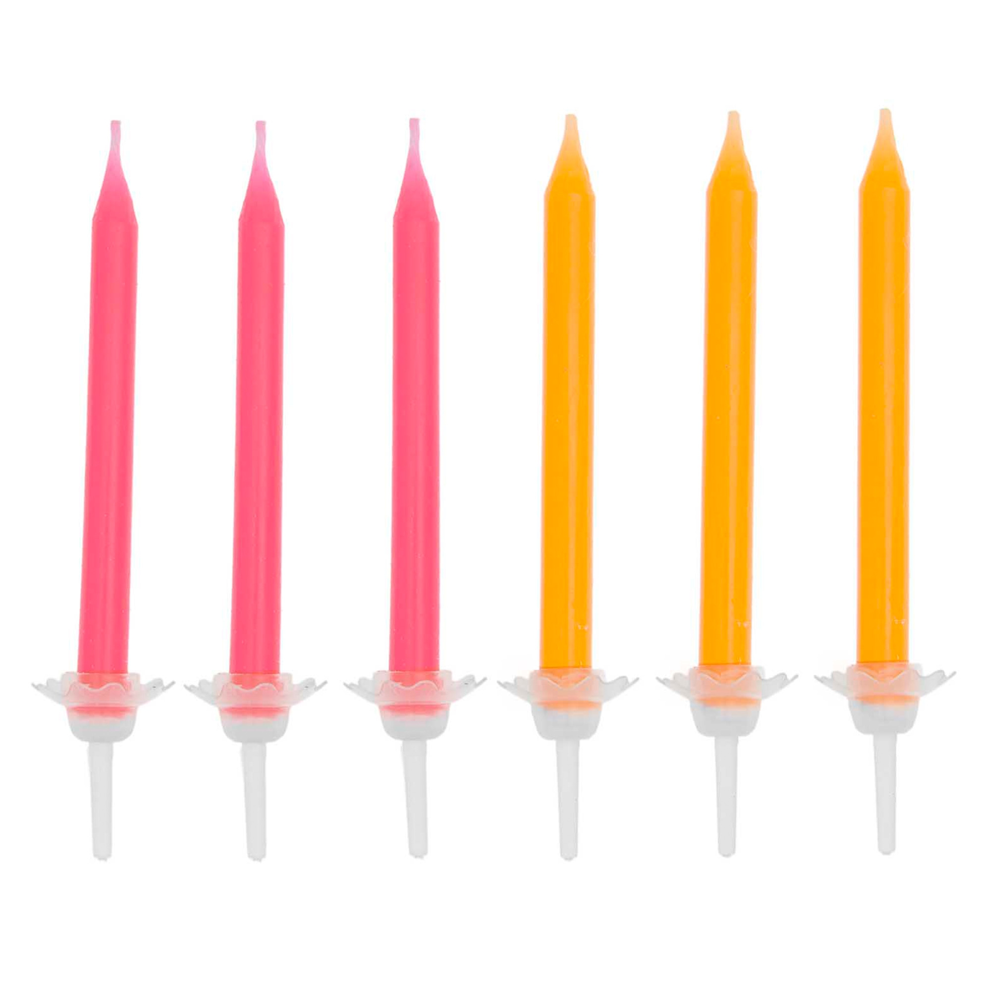 24 Kerzen für den Kuchen, Neon je 0,6 x 6 cm 24 Kerzen für den Kuchen, Neon je 0,6 x 6 cm