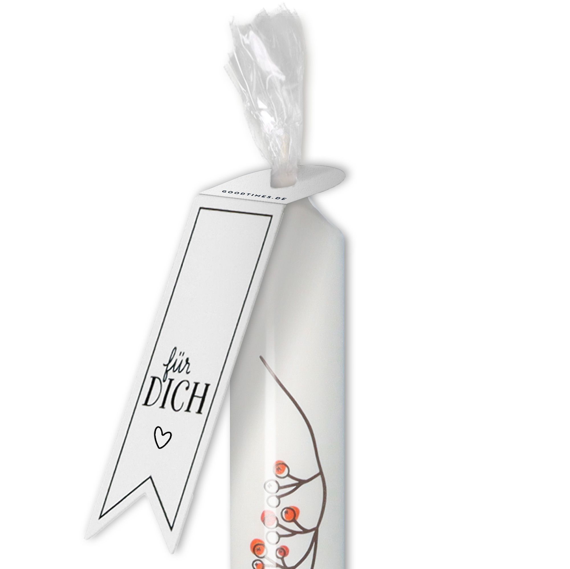 Stabkerze Weiß, "XOXOXO" Stabkerze Weiß, "XOXOXO"