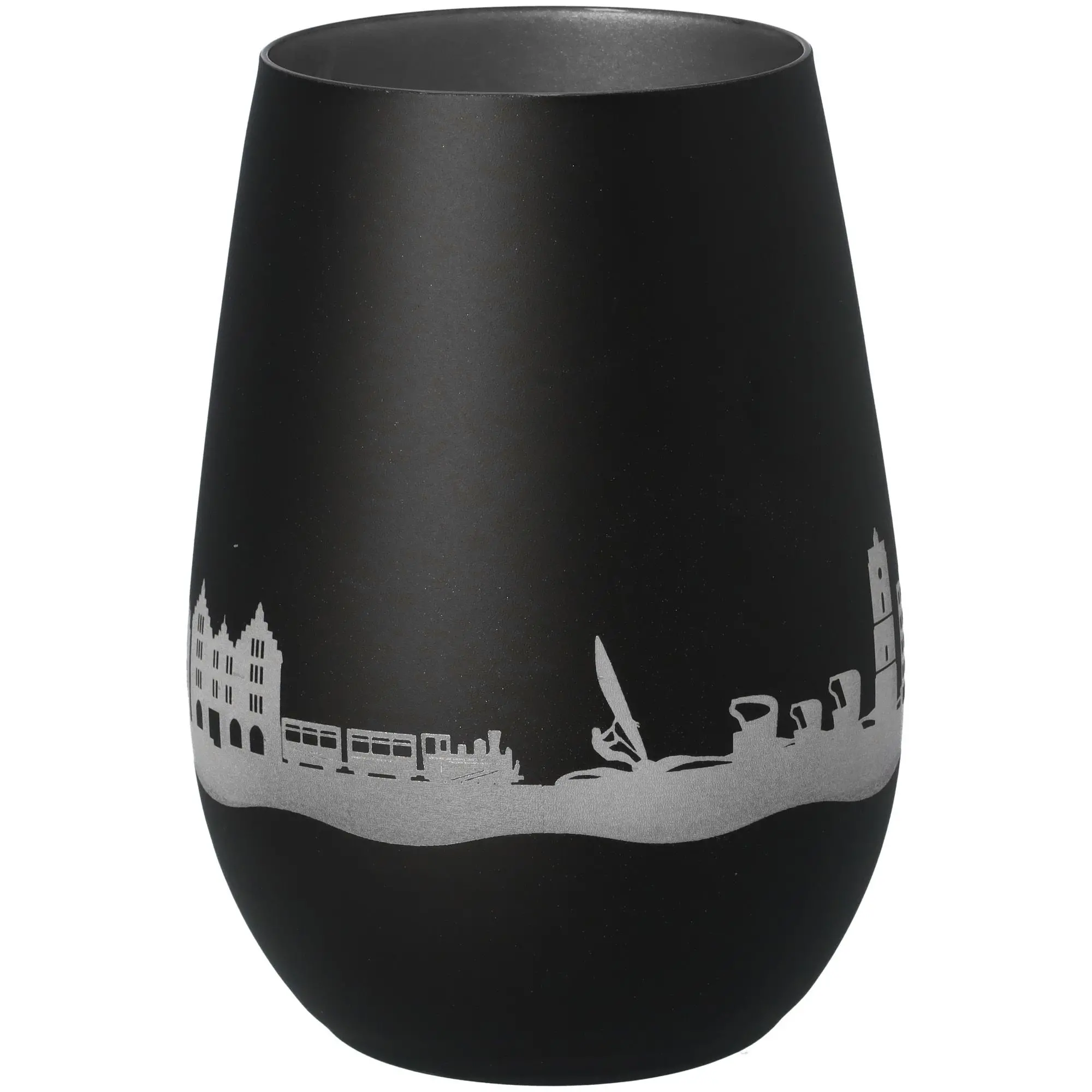 Windlicht Skyline Borkum Schwarz/Silber