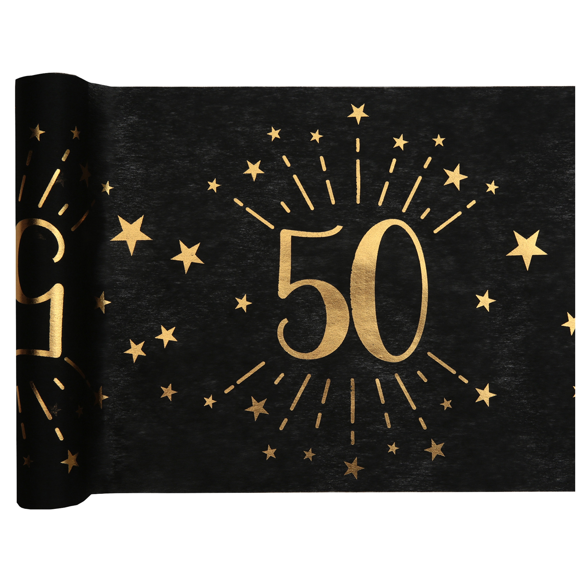 50. Geburtstag - Tischläufer, Schwarz/Gold Text
