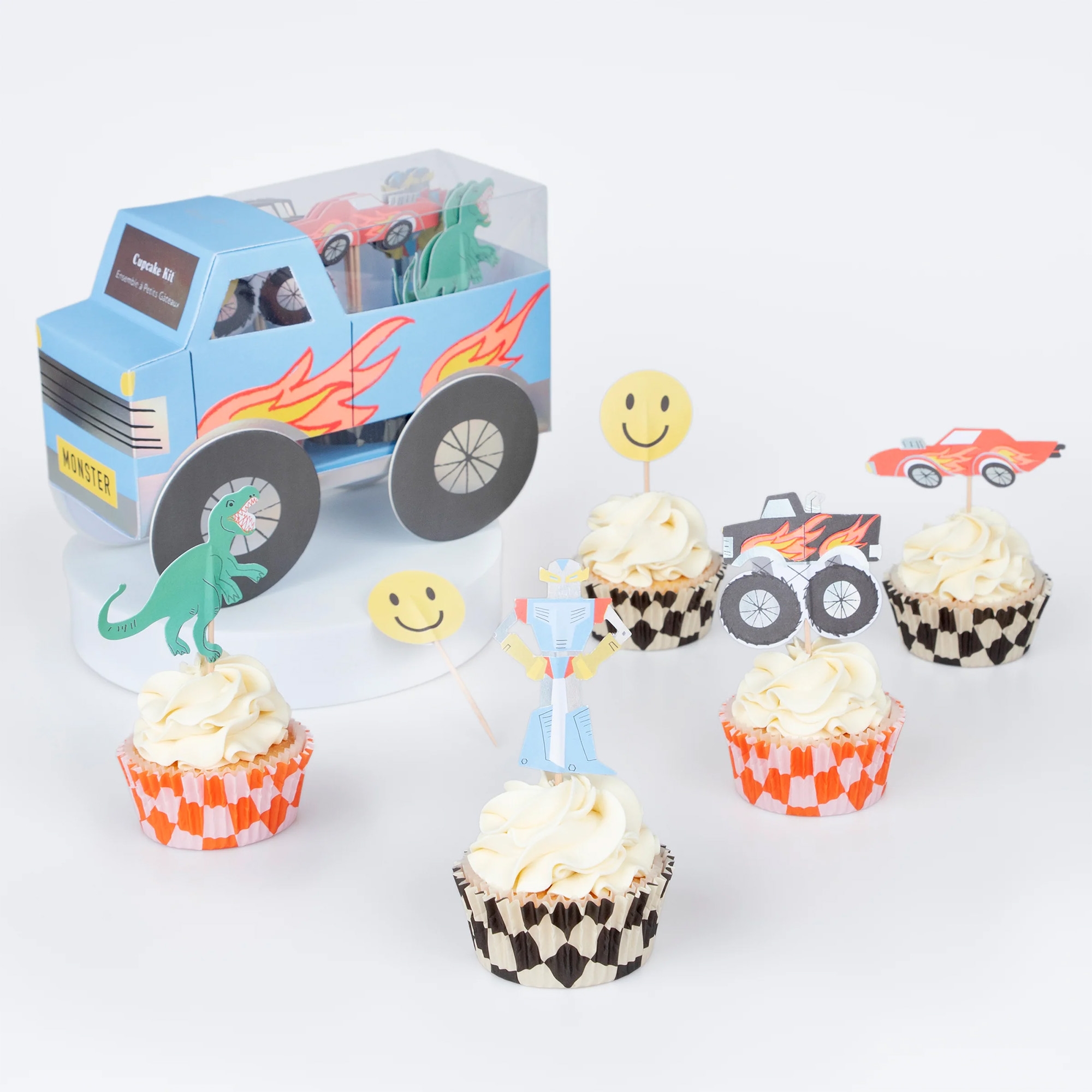 Meri Meri - Cupcake Set "Monster Truck" 48 Teilig Torte, Sahne, Törtchen, Nachtisch, Zuckerguss