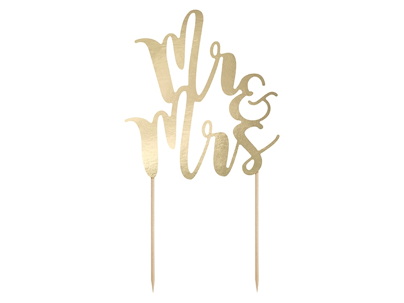 Hochzeitstorten Topper "Mr & Mrs" Gold