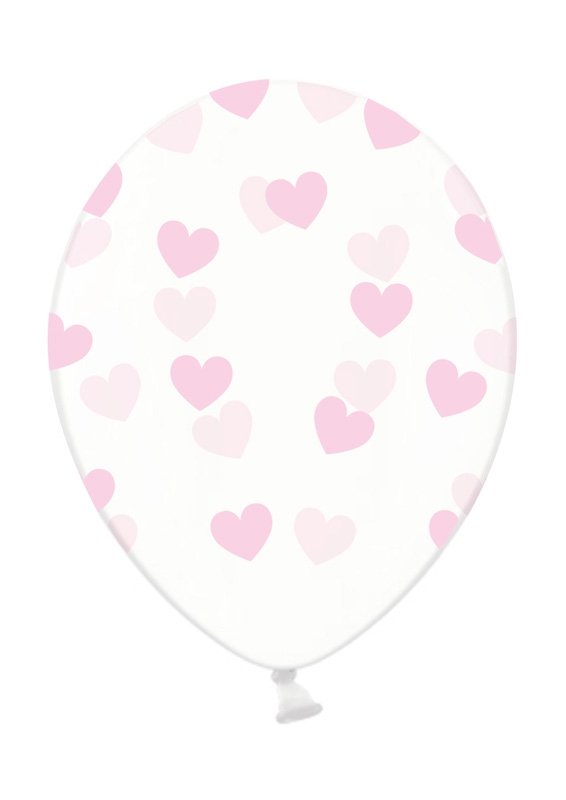 Latexballon Transparent mit rosa Herzen 30cm Latexballon Transparent mit rosa Herzen 30cm