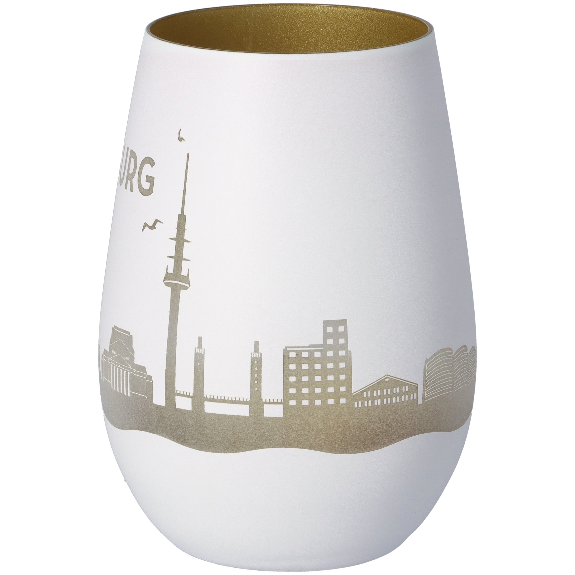 Windlicht Skyline Duisburg Weiß/Gold Windlicht Skyline Duisburg Weiß/Gold