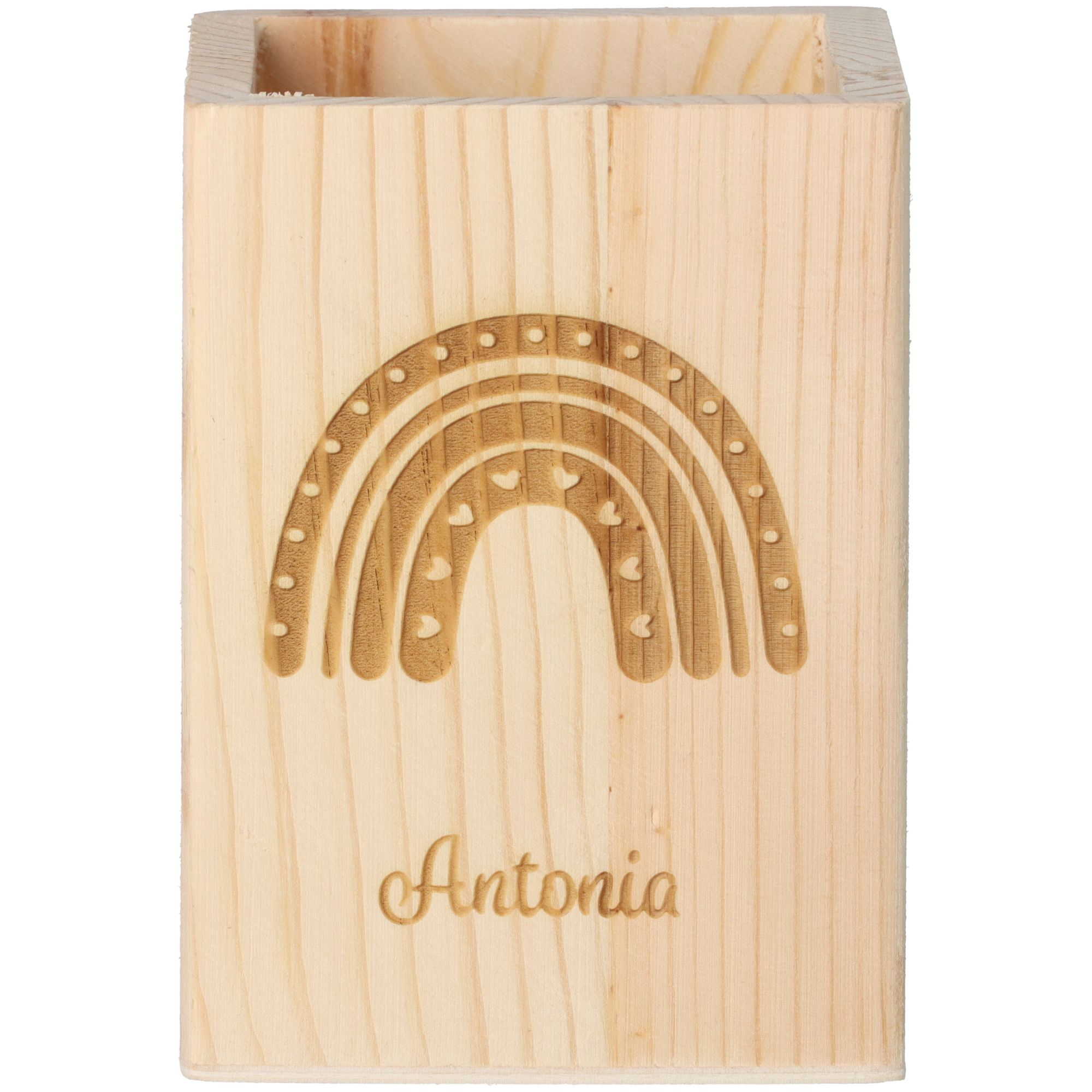 Stiftehalter Regenbogen Herz "Name" 11cm x 8cm x 8cm