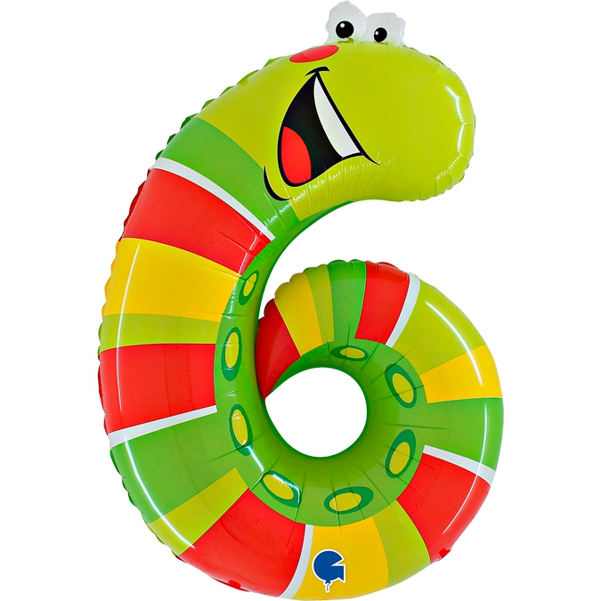 Folienballon Zahl 6 Raupe 100cm Folienballon Zahl 6 Raupe 100cm