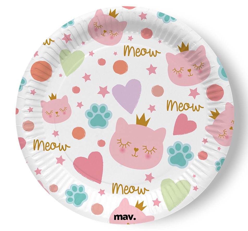 Pappteller Katzen Prinzessin, 8 Stück Pappteller Katzen Prinzessin, 8 Stück