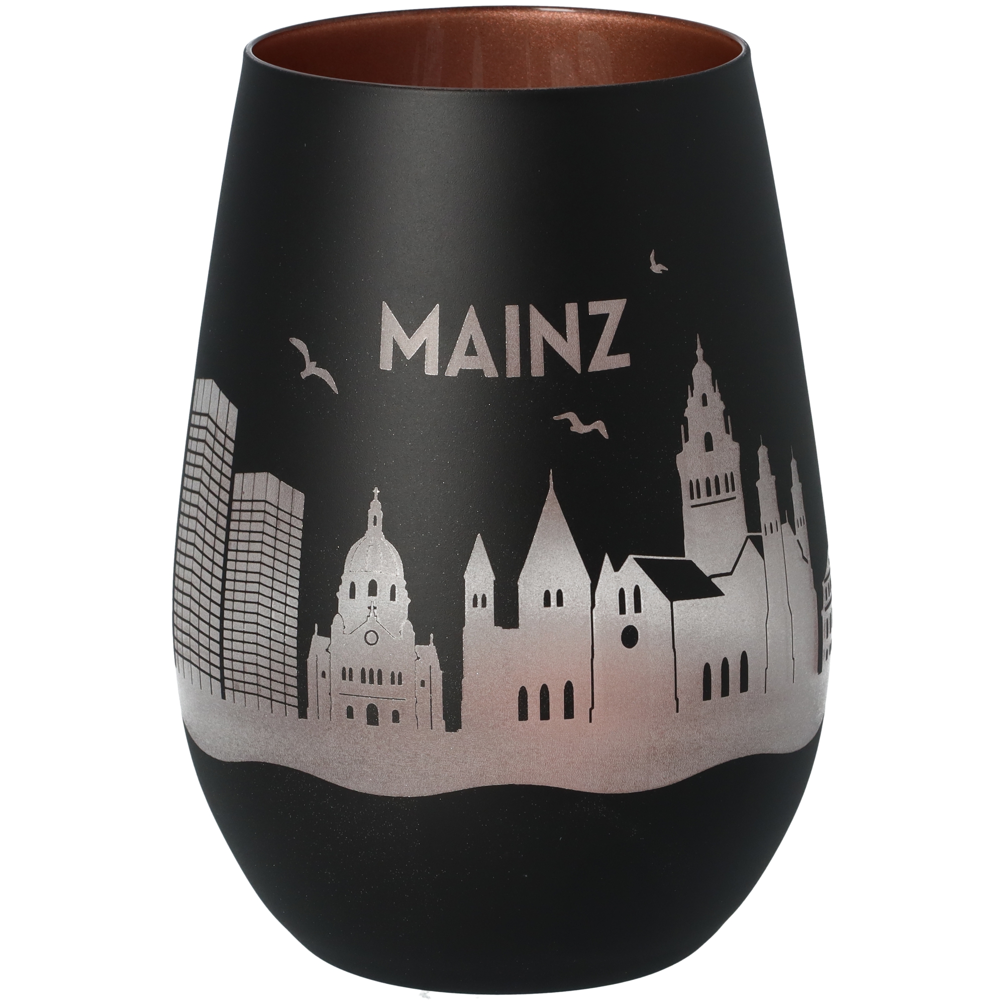 Windlicht Skyline Mainz Schwarz/Bronze