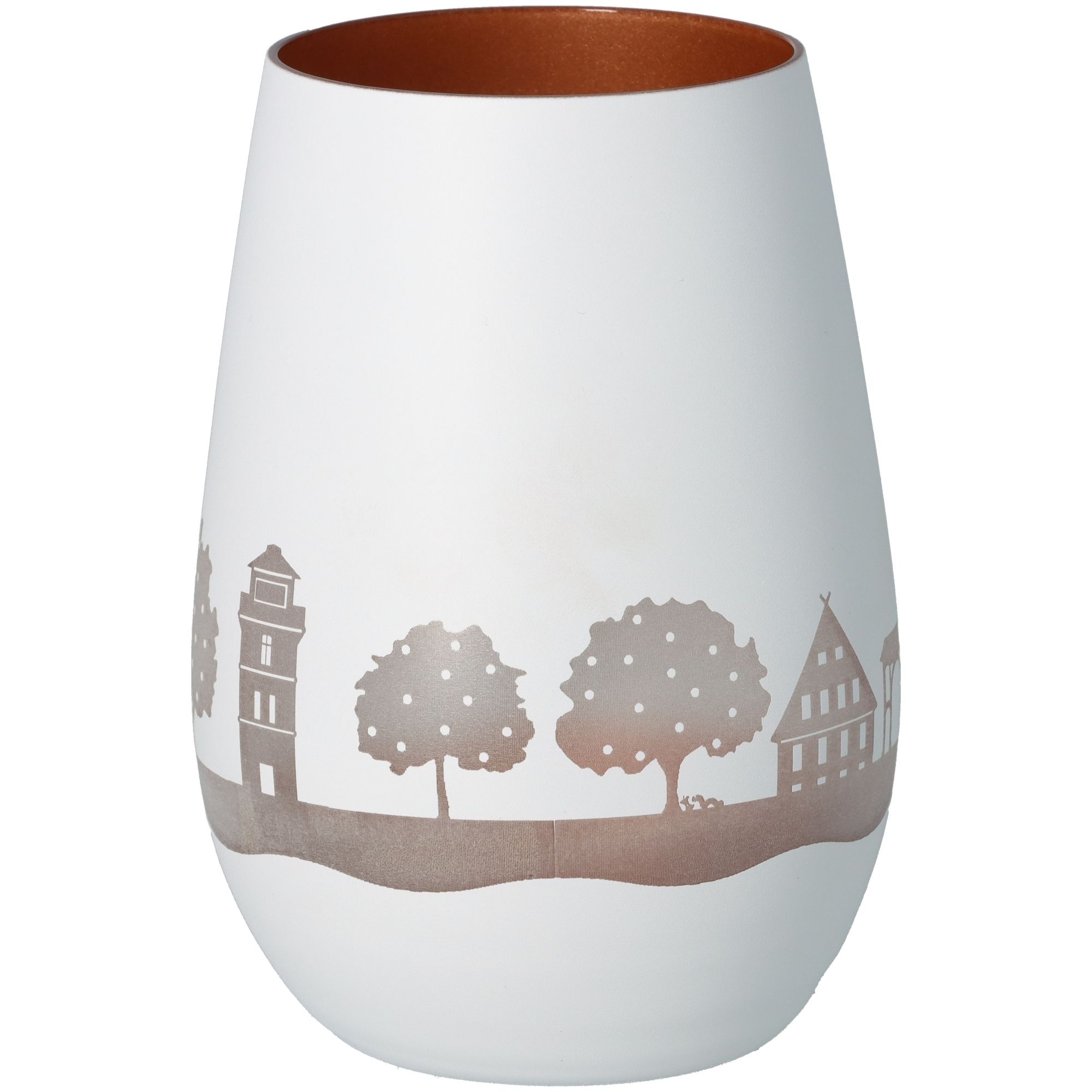 Windlicht Skyline Altes Land Weiß/Bronze Töpferei, Krug, Vase, Porzellan, Tasse