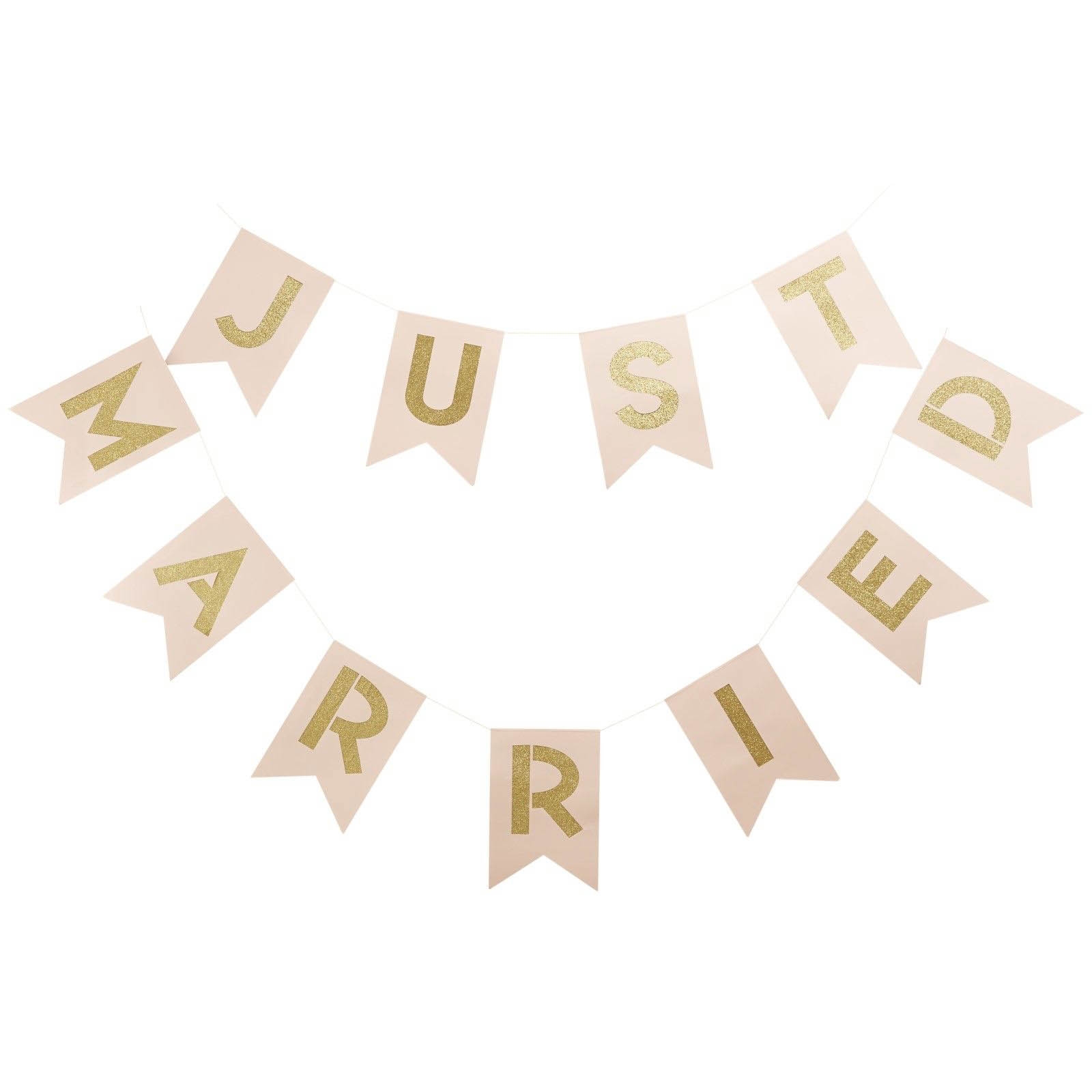 Pastel Perfection - Just Married Girlande Rosa & Gold