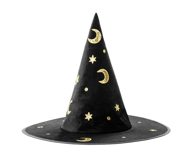 Hexenhut glänzend mit Mond & Sternen Hexenhut glänzend mit Mond & Sternen