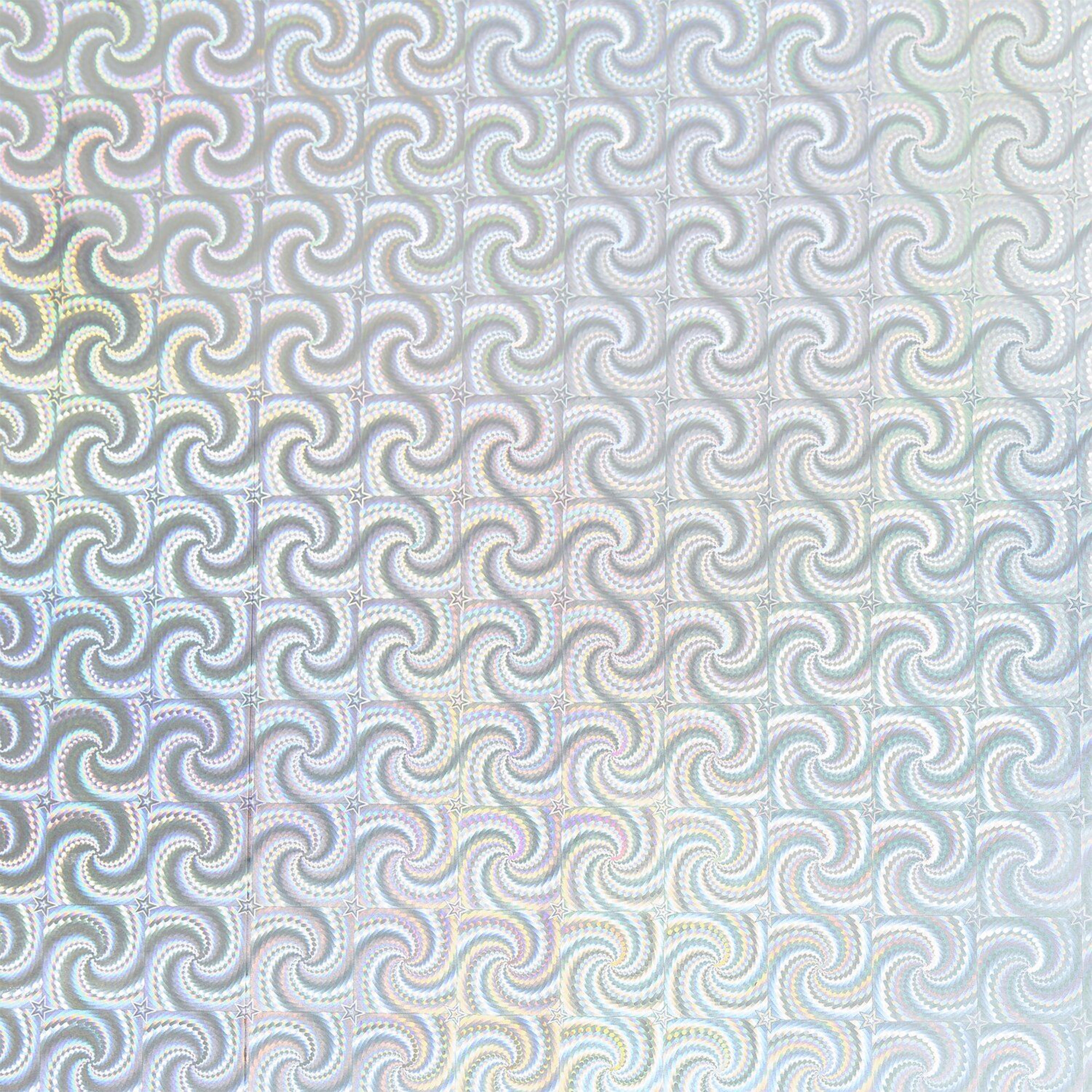 Geschenkpapier auf Rolle, "Holographisch mit Sternen" Silber 2m Muster, Textur