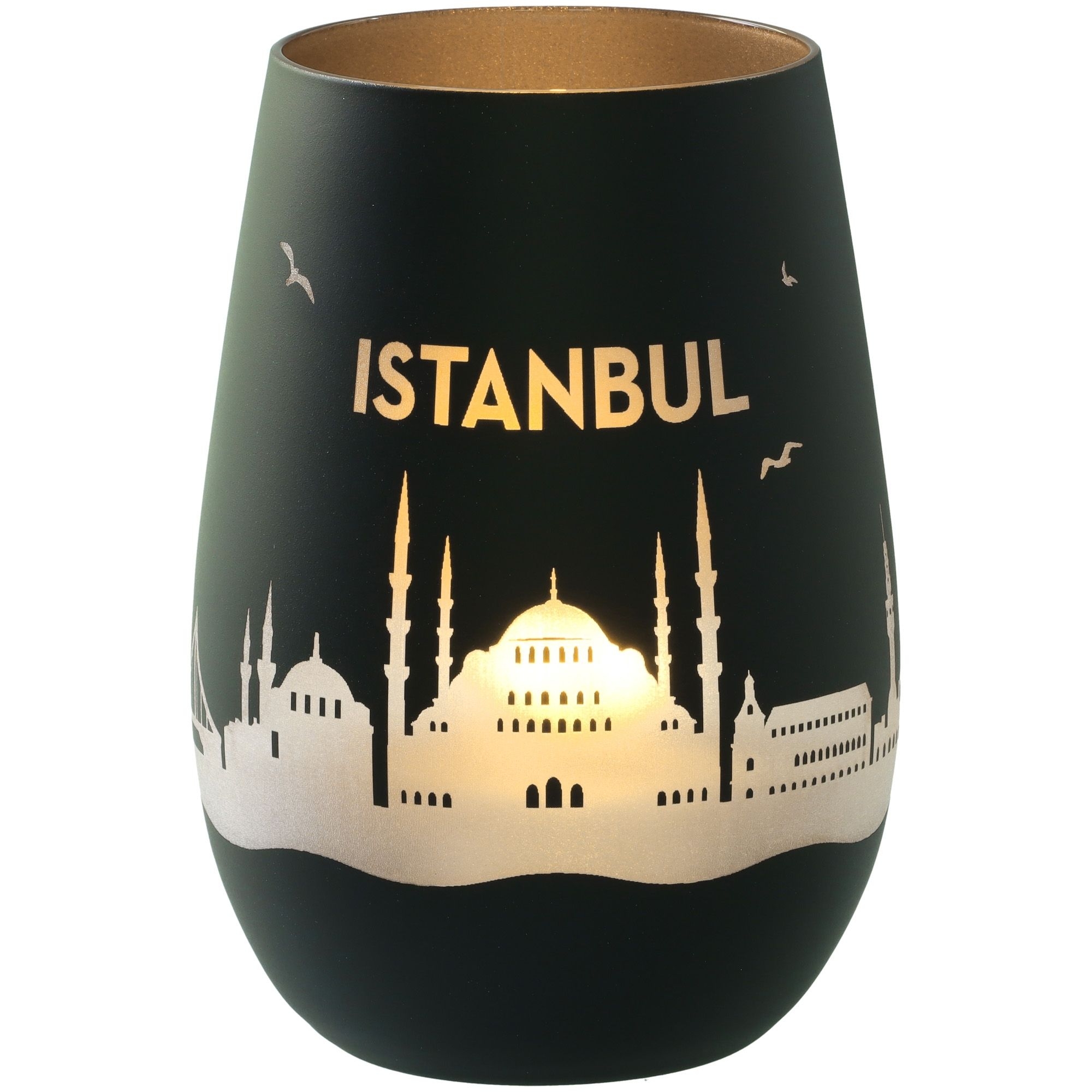 Windlicht Skyline Istanbul Schwarz/Silber Krug, Lampe, Töpferei
