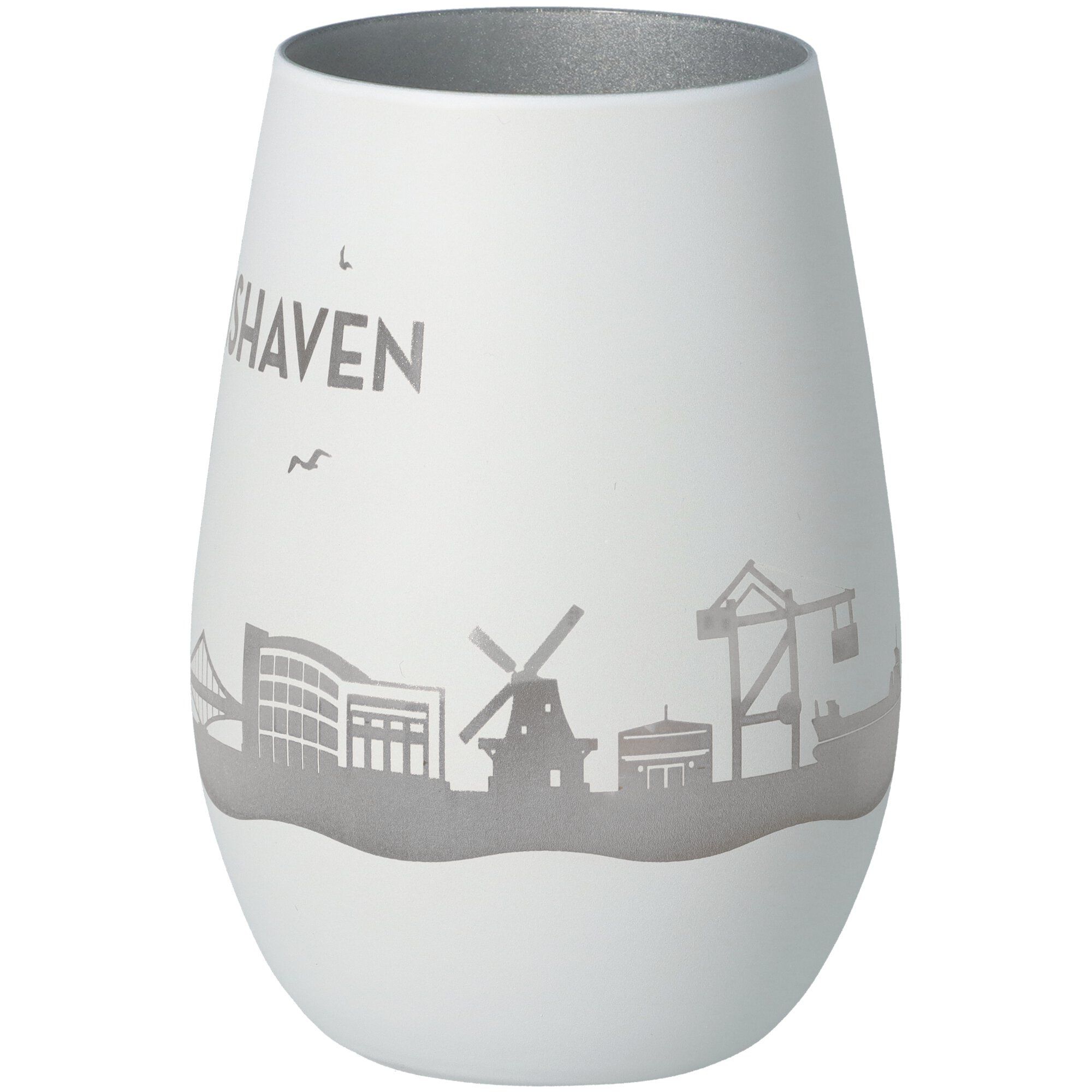 Windlicht Skyline Wilhelmshaven Weiß/Silber Windlicht Skyline Wilhelmshaven Weiß/Silber