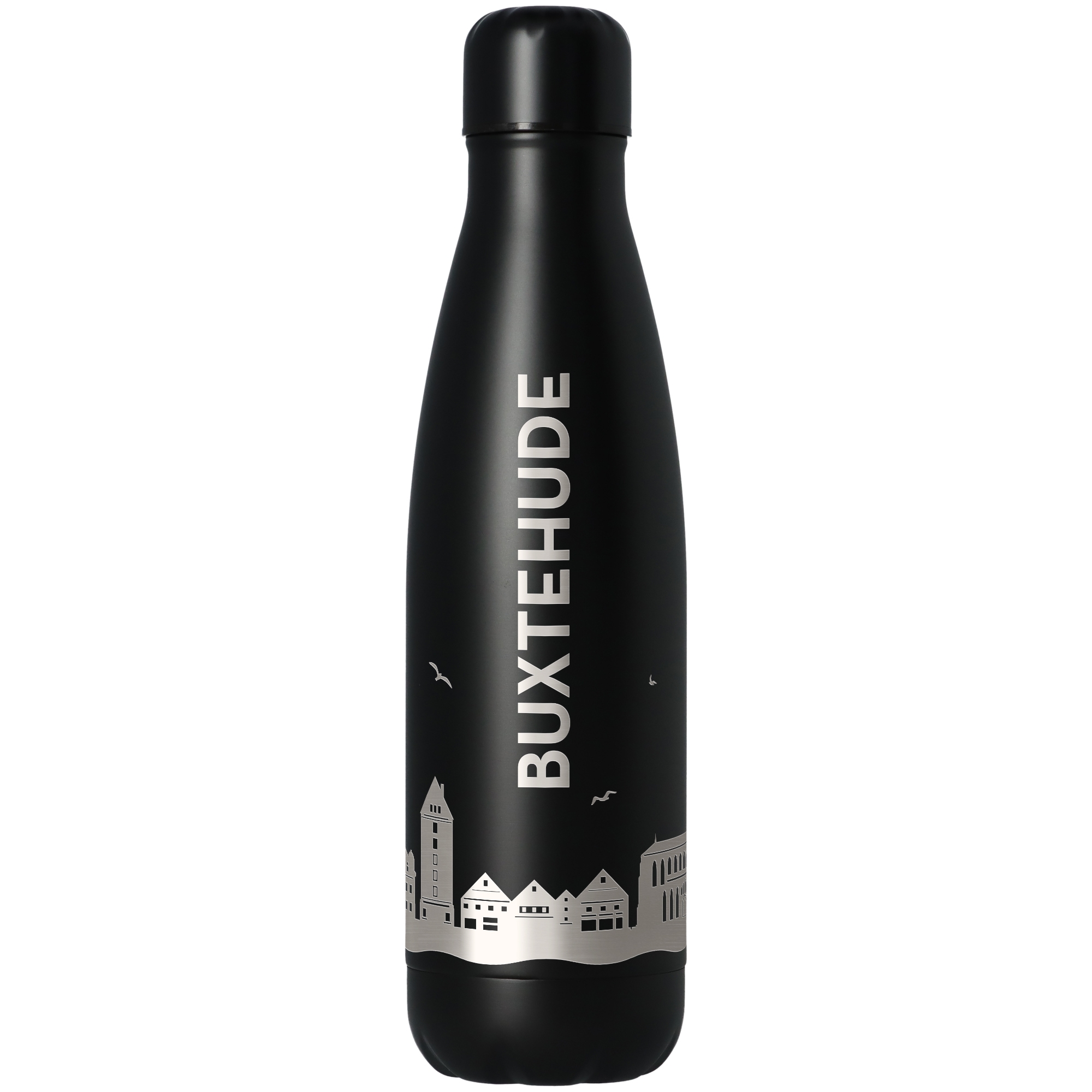 6ffb316d330850969da654feb34145edc3a0f784 Trinkflasche Skyline Buxtehude Schwarz 500ml