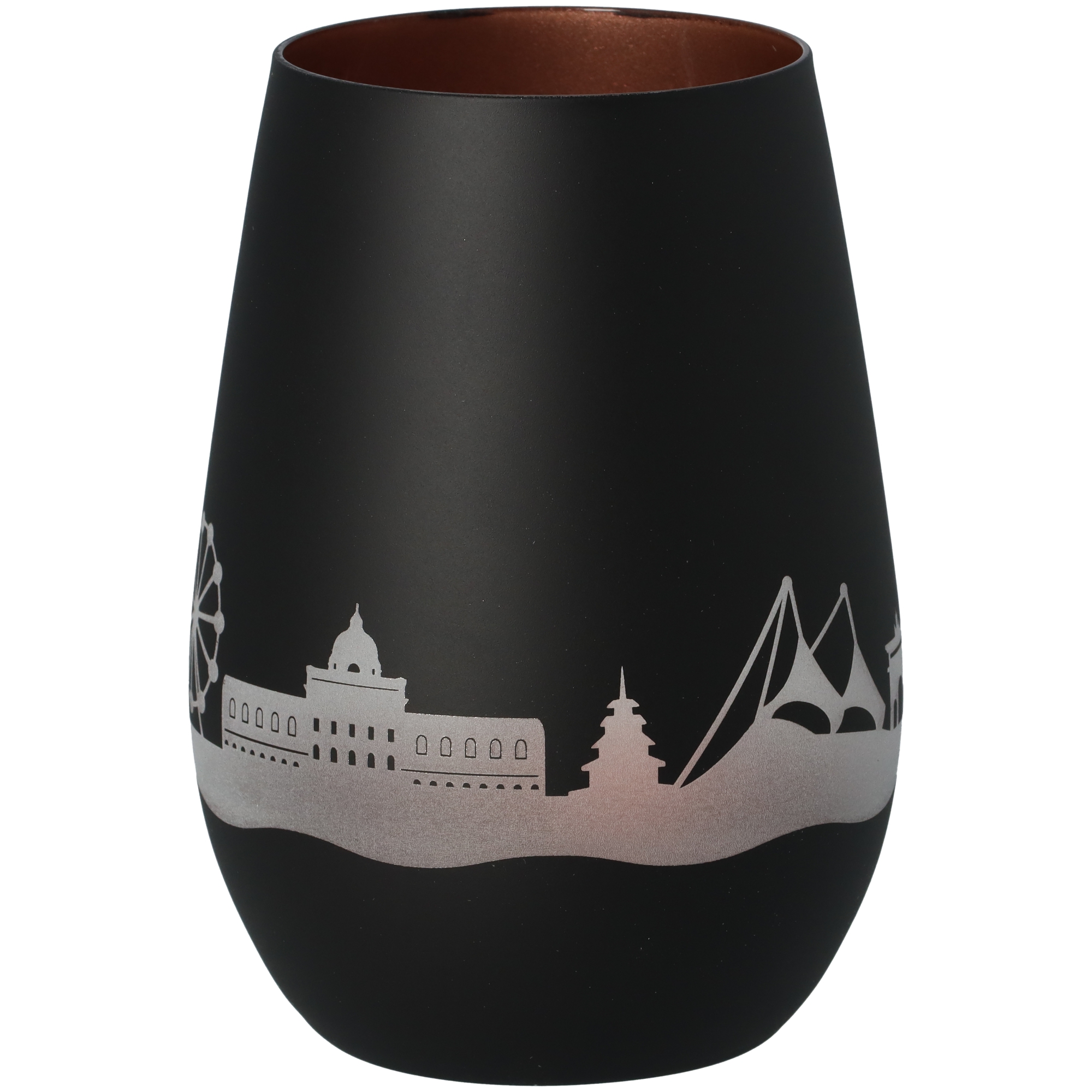 Windlicht Skyline München Schwarz/Bronze Krug, Töpferei, Vase, Tasse