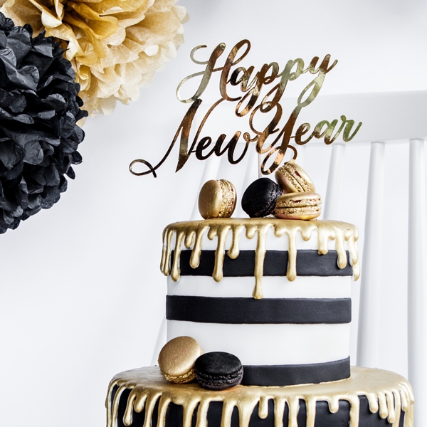 Happy New Year - Cake Topper Gold
