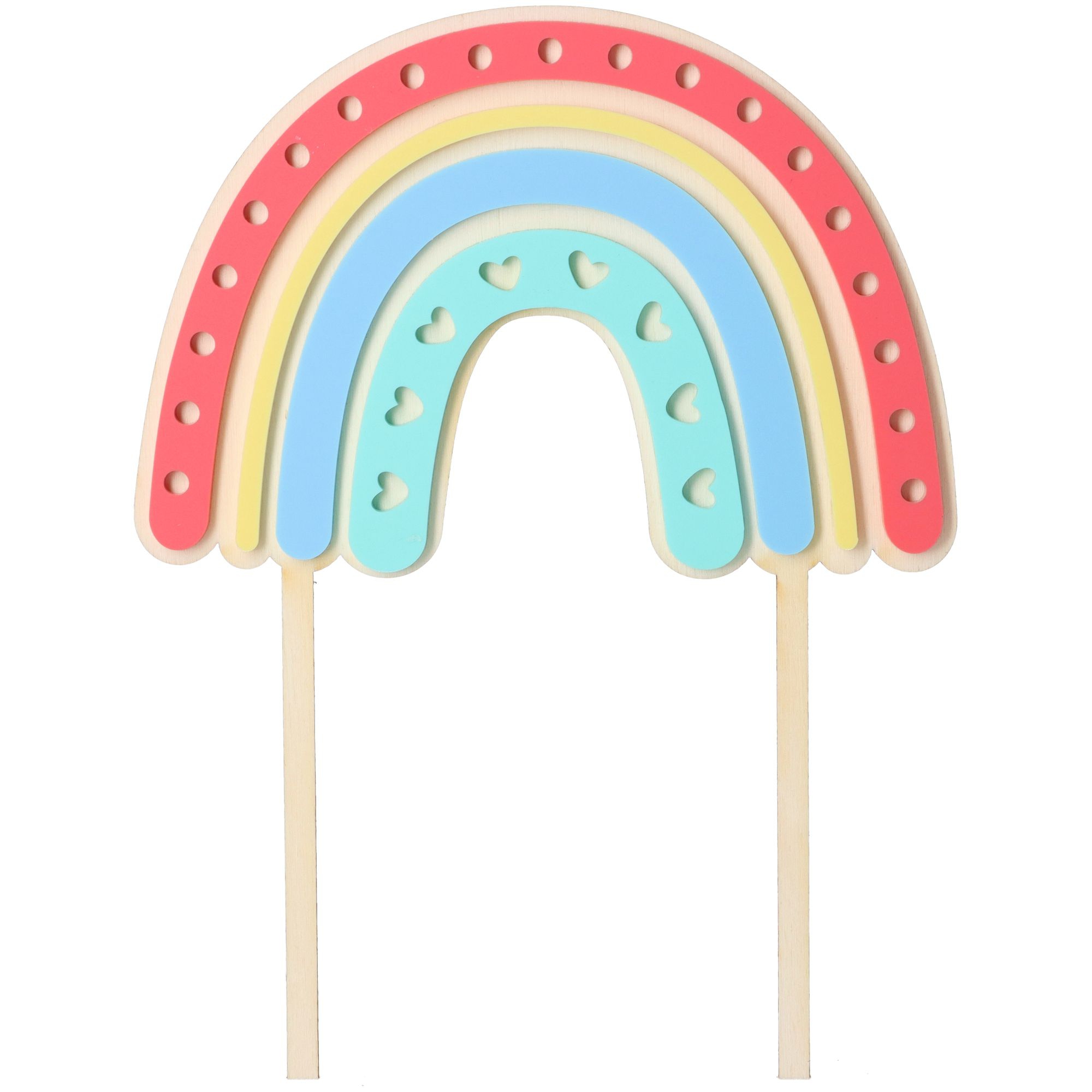 Cake Topper Regenbogen Herz aus Holz & Acryl Cake Topper Regenbogen Herz aus Holz & Acryl