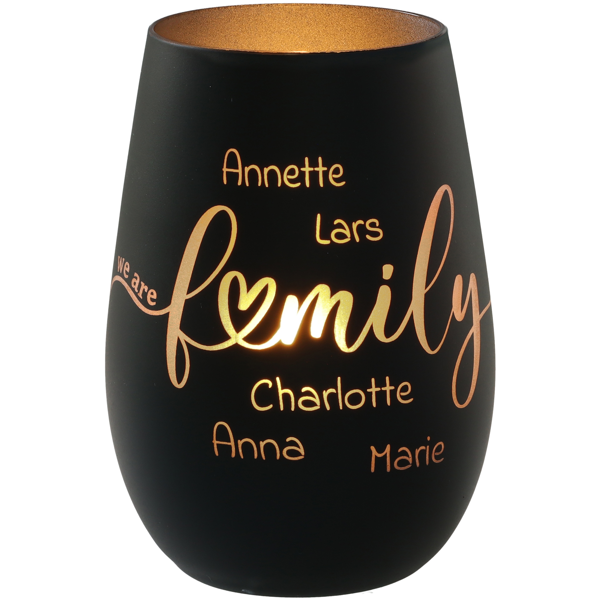 Windlicht We Are Family "Namen" Schwarz/Silber 465ml Windlicht We Are Family "Namen" Schwarz/Silber 465ml