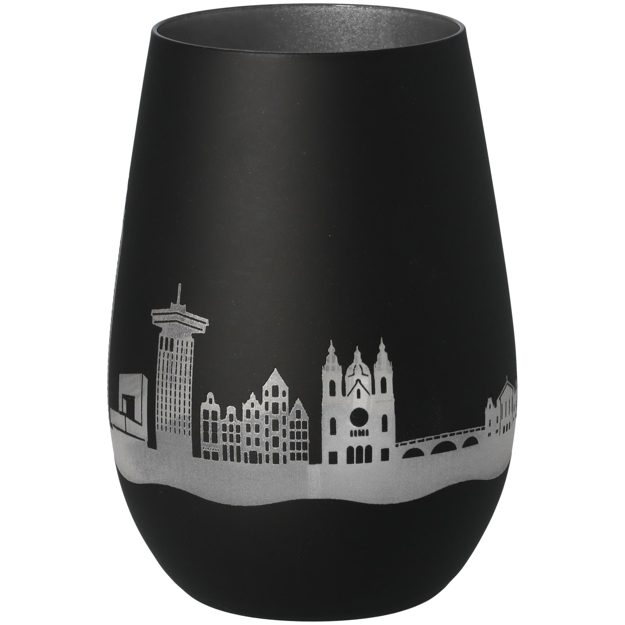 Windlicht Skyline Amsterdam Schwarz/Silber