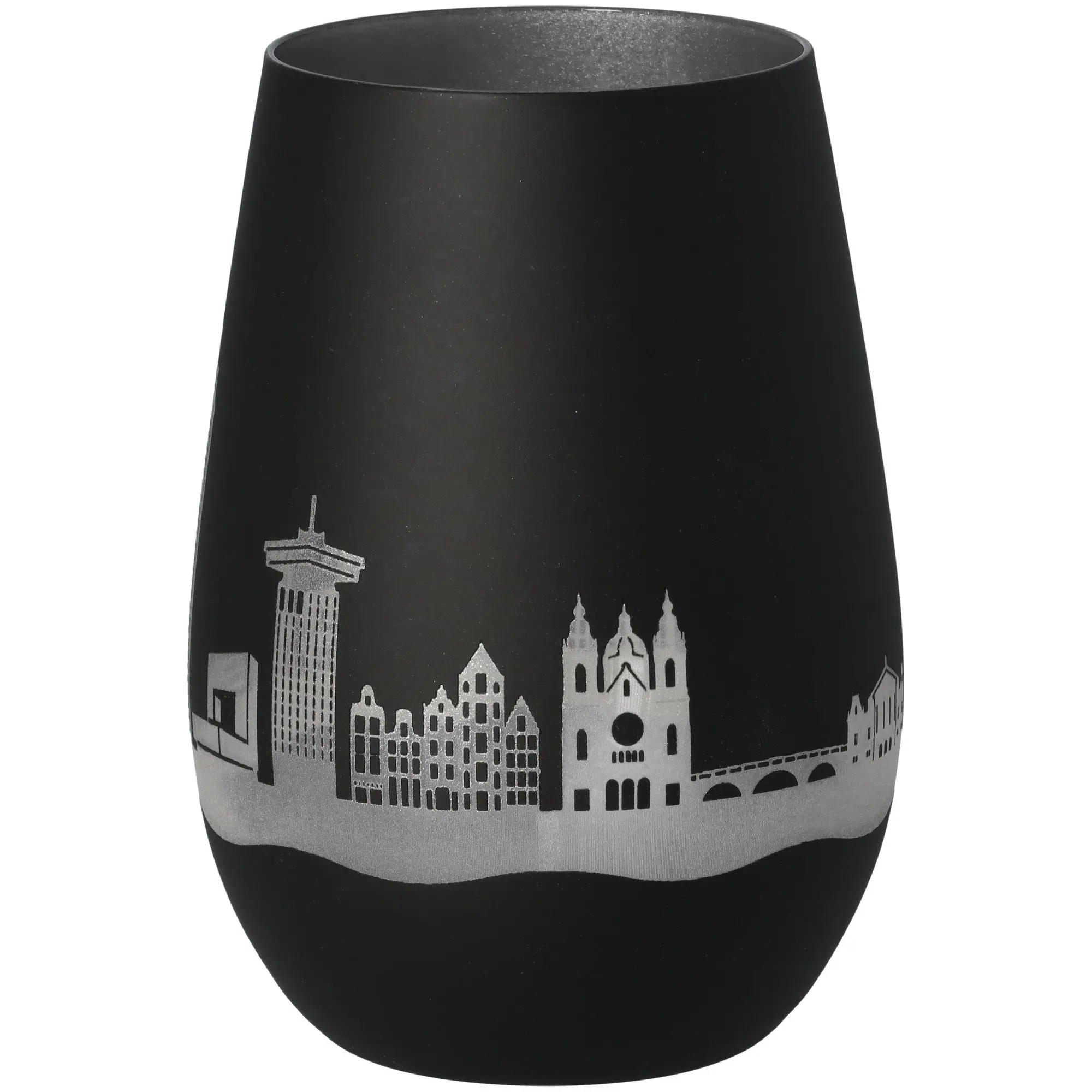 Windlicht Skyline Amsterdam Schwarz/Silber