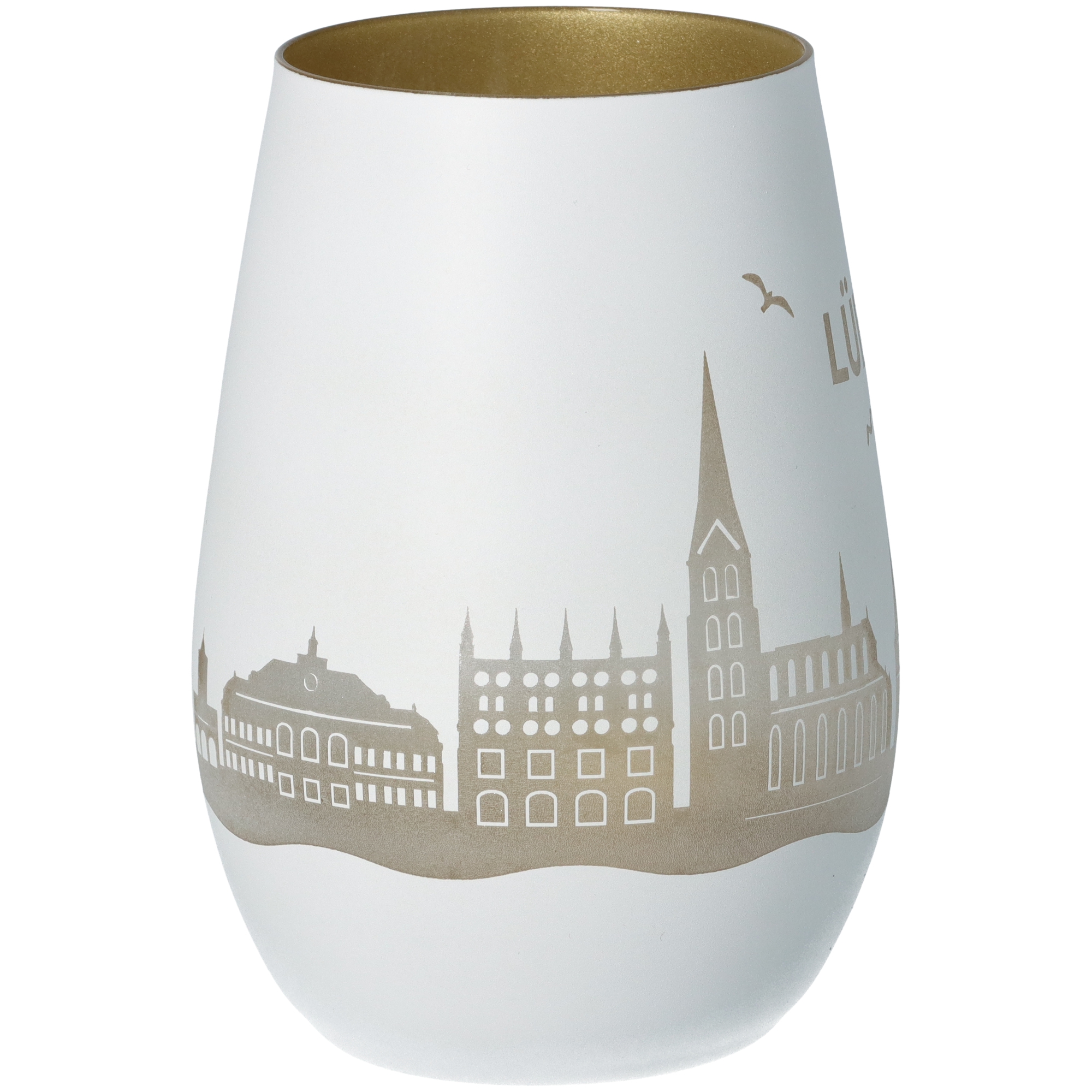 Windlicht Skyline Lübeck Weiß/Gold Windlicht Skyline Lübeck Weiß/Gold
