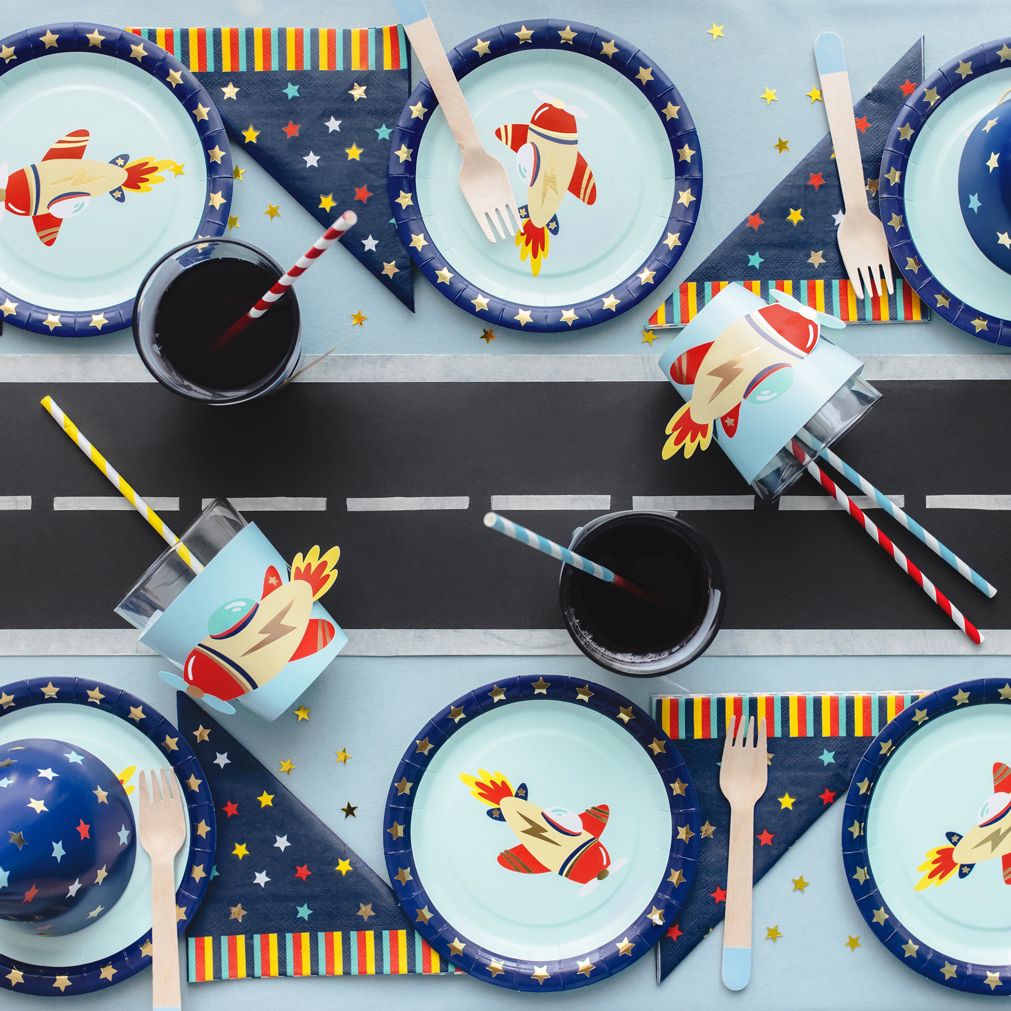 12 Servietten "Sterne" Dunkelblau Besteck, Teller, Gabel, Brunch, Präsentation des Essens