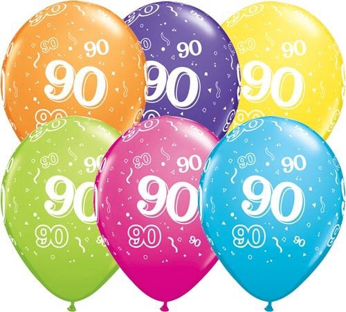Qualatex Latexballon 90. Geburtstag verschiedene Farben Ø 30cm