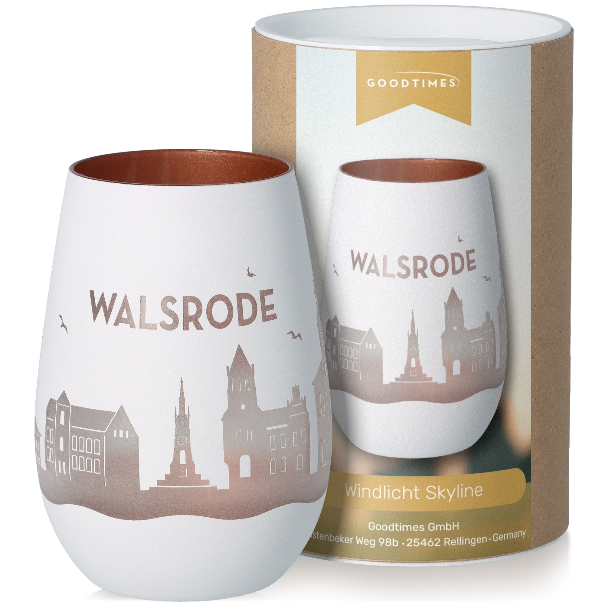 Windlicht Skyline Walsrode Weiß/Bronze Töpferei, Tasse, Krug, Kunst, Porzellan