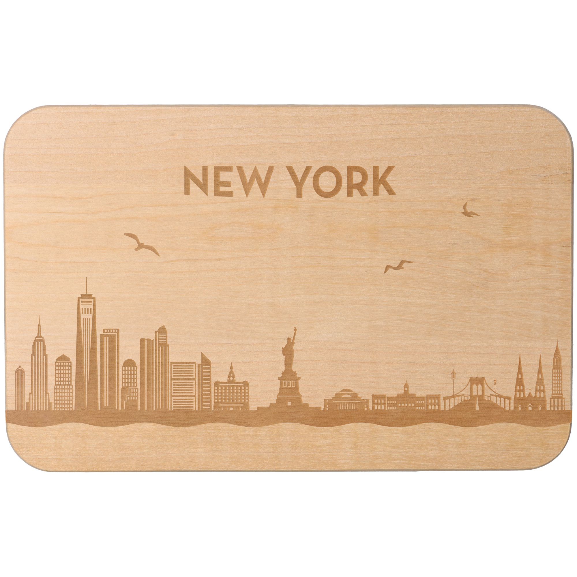Frühstücksbrett Skyline New York 23cm x 15cm x 1cm Holz, Sperrholz, Matte