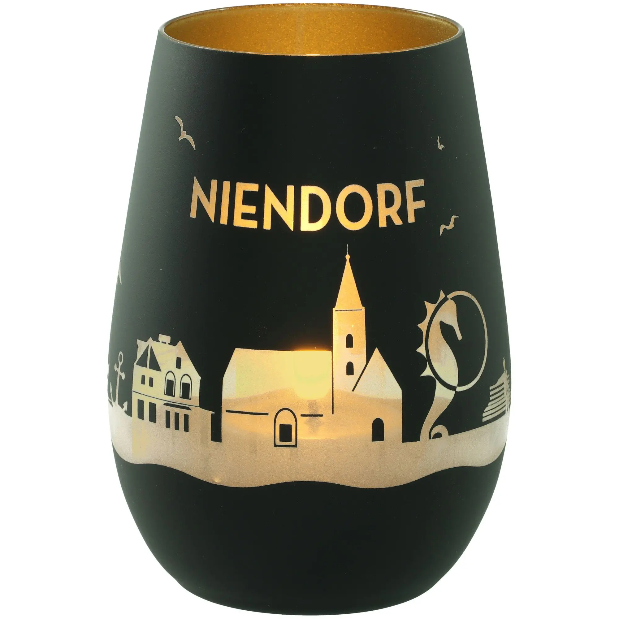 Windlicht Skyline Niendorf Schwarz/Gold